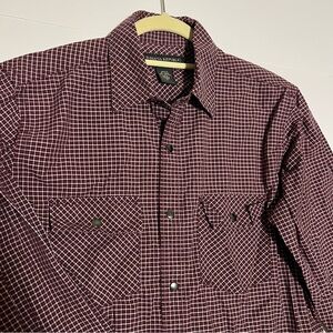 Banana Republic Shirt Mens Small Snap Button Down Red Western Plaid Check